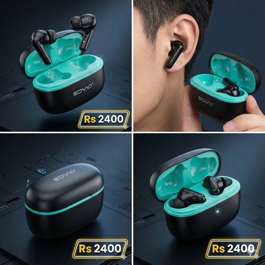 SOWO Wireless Bluetooth Earbuds | ENC Noise Reduction | Deep Bass | Touch Control | Fast Charging – Matte Black